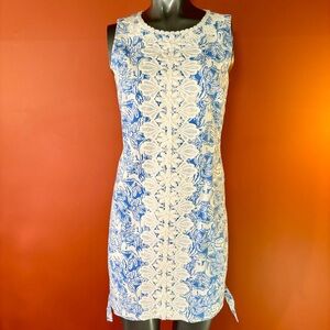 Lilly Pulitzer Blue and White Melani Floral Dress